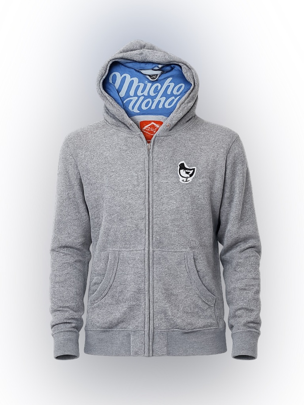Pidgin Orange Full Zip Hoodie Gray Surf Skate Beach Casual Logo Mens Small
